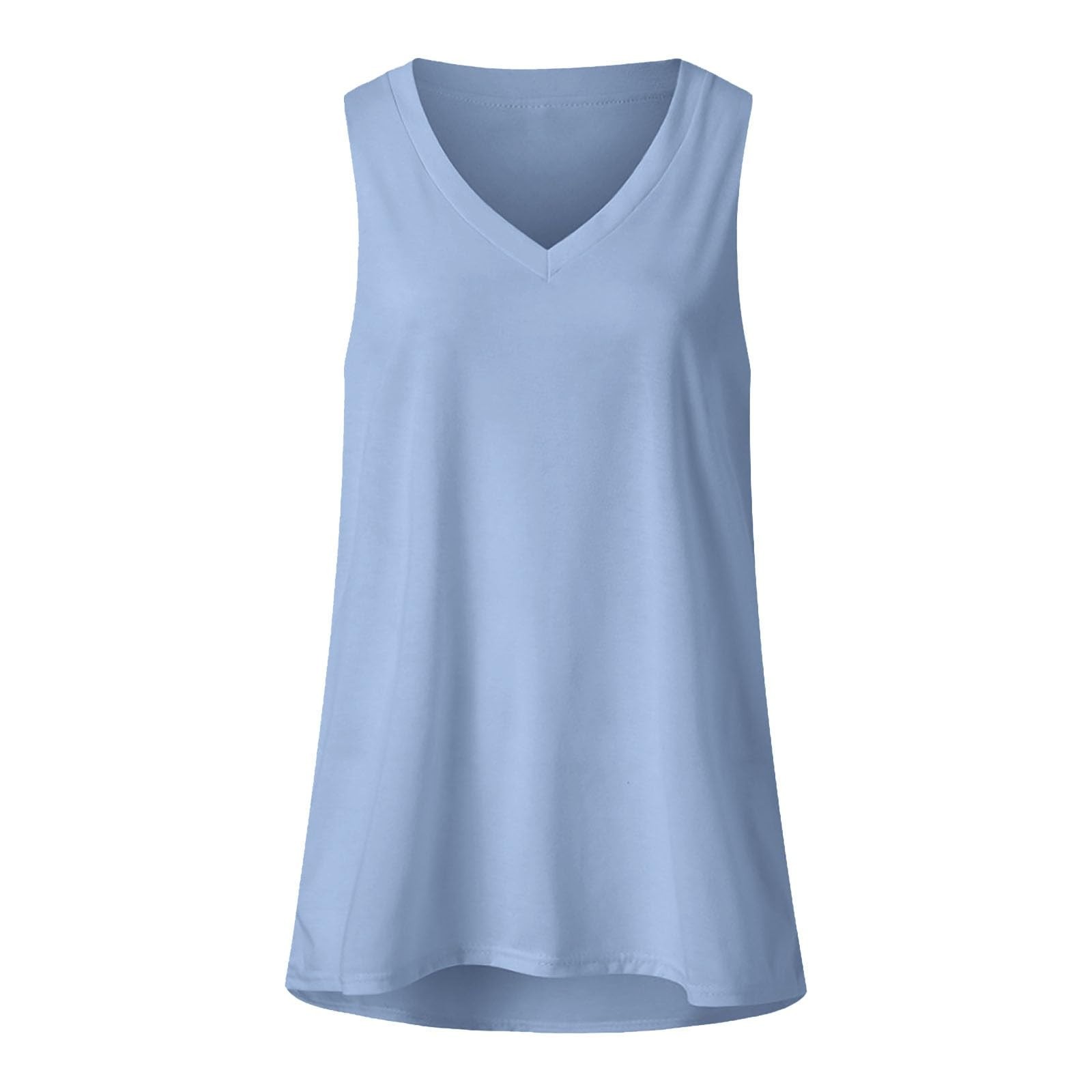 thumbnail image 4 of Camisa sin mangas con cuello en V para mujer para el verano: top informal oversize, poliéster/spandex, moda playera, tallas S-XXXXXL., 4 of 4